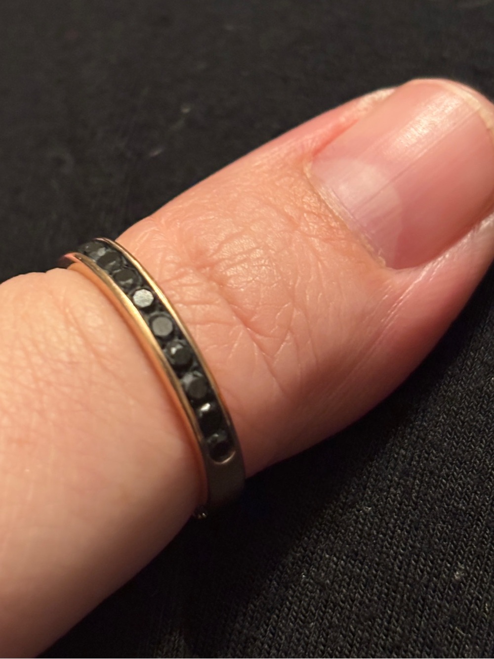 Pnina Tornai Rose Gold Band Ring with Black Diamonds - Picture 2 of 6